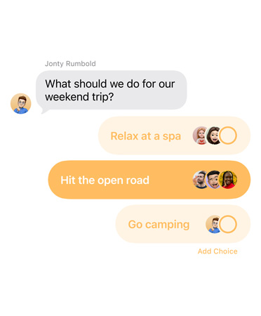 Messages app showing polls in Messages feature in use
