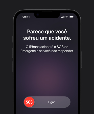 Tela do iPhone 17e mostrando o recurso Detec??o de Acidente em uso