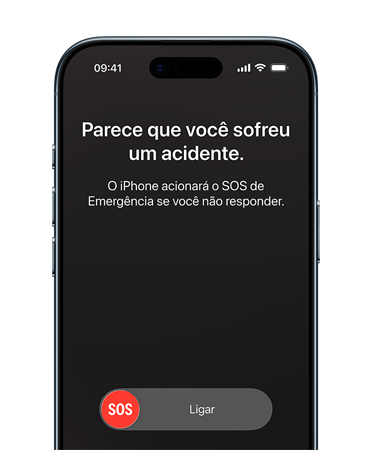 Parte da frente do iPhone Air mostrando o recurso Detec??o de Acidente em uso