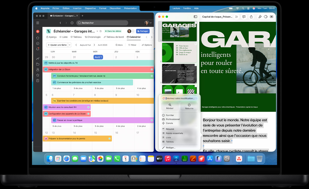 écran d’un MacBook Pro affichant Asana et Keynote