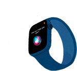 L’Apple?Watch de William, avec des traits autour représentant Siri en train de parler 