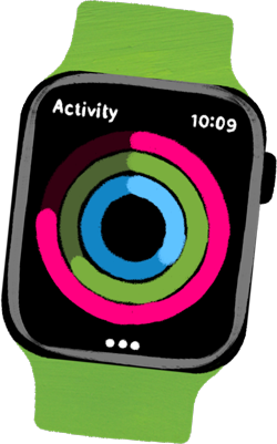 Bild p? Apple Watch som visar aktivitetssk?rmen