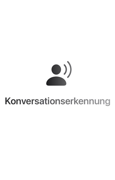 Umgebungsschallwellen in Form von bunten B?gen, oben und unten, Text in der Mitte lautet: Konversationserkennung