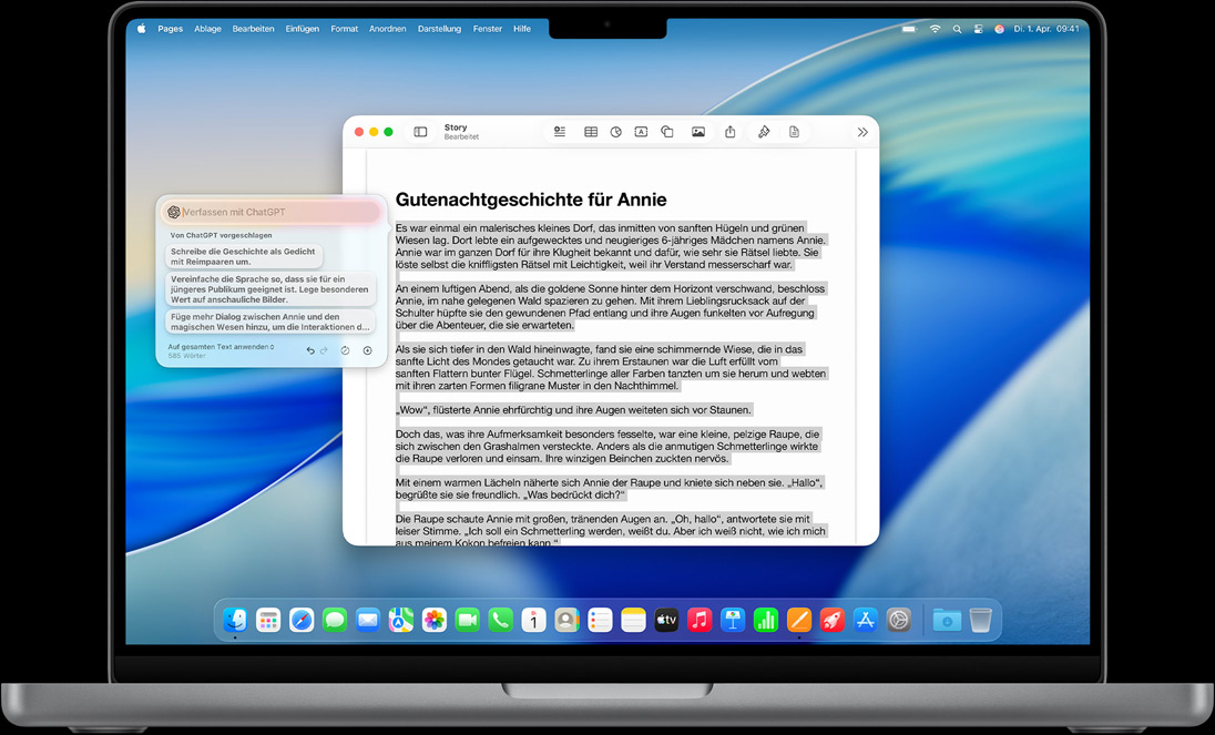 Das Feature ?Verfassen“ in den Schreibtools auf einem MacBook