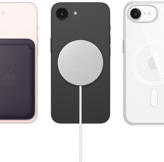 iPhone 17e, tagakülg, ?rnroosa, MagSafe FineWoven Wallet, iPhone 17e, tagakülg, must, MagSafe laadijaga ühendatud, iPhone 17e, tagakülg, valge, MagSafe l?bipaistev ümbris