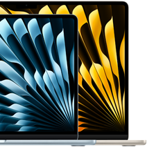 Kaks MacBook Air sülearvutit, mis n?itavad ekraanide suhtelisi suurusi: 13,6 tolli ja 15,3 tolli diagonaalis m??detuna