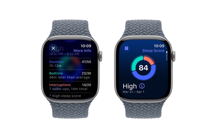Apple?Watch?Series?11, χρ?μα διαστημικ? γκρι, κ?σα απ? αλουμ?νιο,  γνωστοπο?ηση βαθμολογ?α? ποι?τητα? ?πνου, εξωτερικ? δεξι? πλα?ν? ?ψη, Digital?Crown, λουρ?κι Braided Solo Loop, μπλε τη? ?γκυρα?