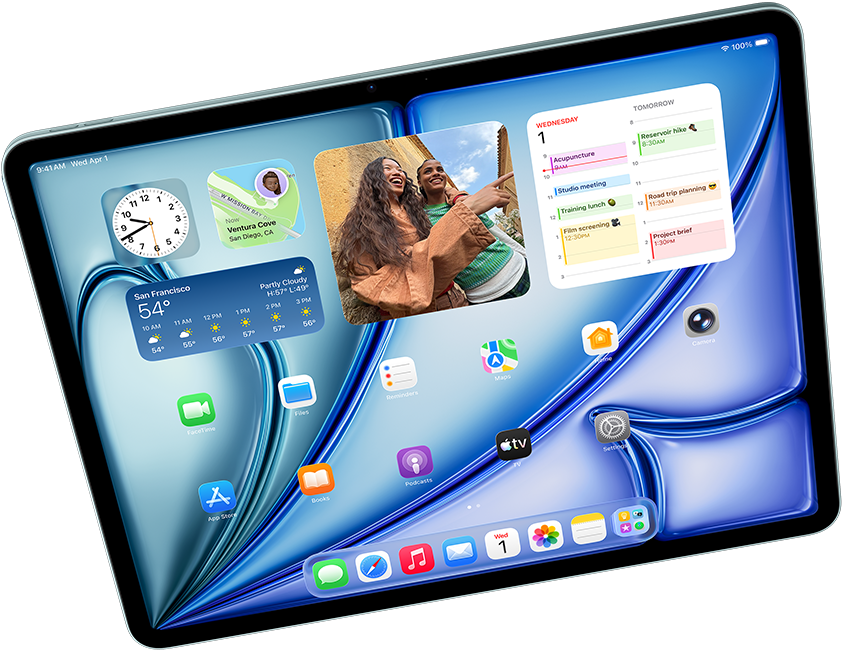 Οριζ?ντια προβολ? εν?? iPad Air που δε?χνει το Apple Intelligence με Image Playground, Keynote και Apple Pencil Pro
