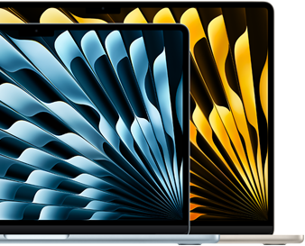Δ?ο laptop MacBook Air δε?χνουν τα αντ?στοιχα μεγ?θη των οθον?ν: 13,6 ?ντσε? και 15,3 ?ντσε?, μετρημ?νε? διαγων?ω?