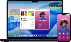 MacBook Pro και iPhone 16 Plus, ανοιχτ? app Τηλ?φωνο, η ?δια επαφ? εμφαν?ζεται και στι? δ?ο οθ?νε?
