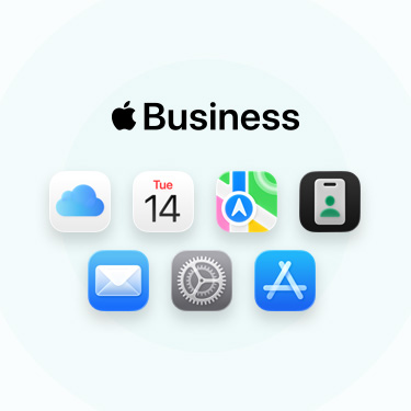一系列與商務(wù)相關(guān)的 app 和工具，包括 iCloud、日曆、地圖、Apple Business、郵件、設(shè)定及 Apple Store。