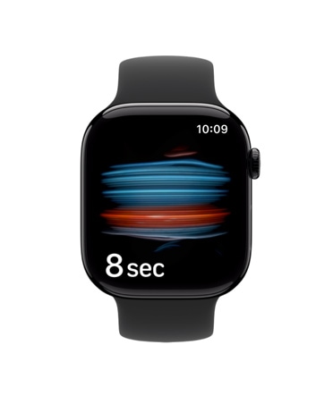 Apple Watch Series 11, magasfény? kozmoszfekete alumíniumtok, az Egészség app a véroxigénszintet méri, fekete sportszíj