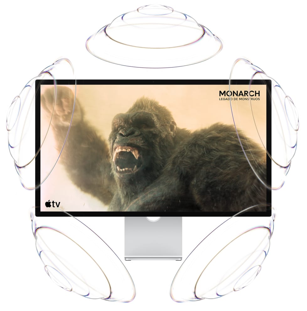 Anuncio de Apple TV, título: Monarch: Legado de Monstruos, King Kong sostiene un pu?o en alto y ruge