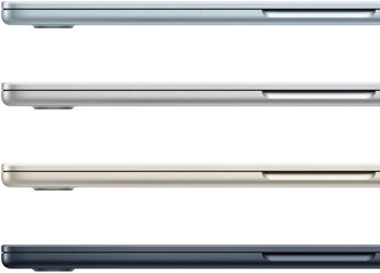Keturi? ?MacBook Air“ modeli? ?onin? i?orin? dalis, rodomos keturios skirtingos spalvos