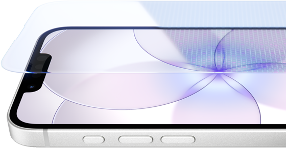 Skats no priek?as uz iPhone 17e ar Ceramic Shield 2, sānskats, baltā krāsā, pogas: Action, ska?uma