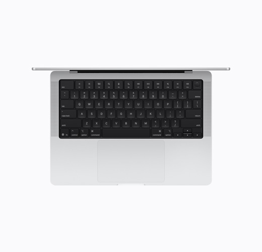 俯視打開(kāi)的銀色 MacBook