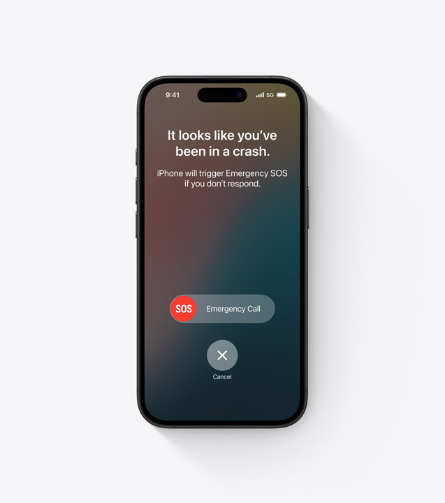 iPhone-skjerm som viser N?danrop (SOS) i bruk