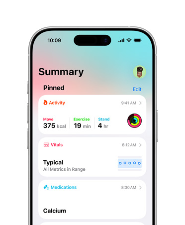 Podsumowanie informacji o zdrowiu przypi?te na iPhonie