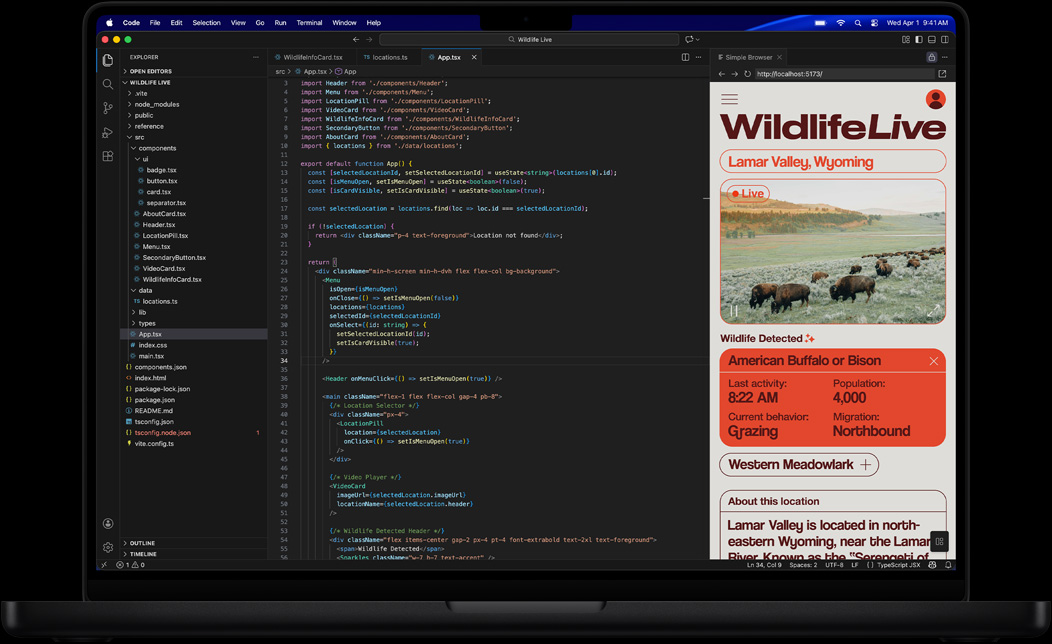 Ekran MacBooka Pro przedstawiaj?cy kodowanie aplikacji w Visual Studio Code
