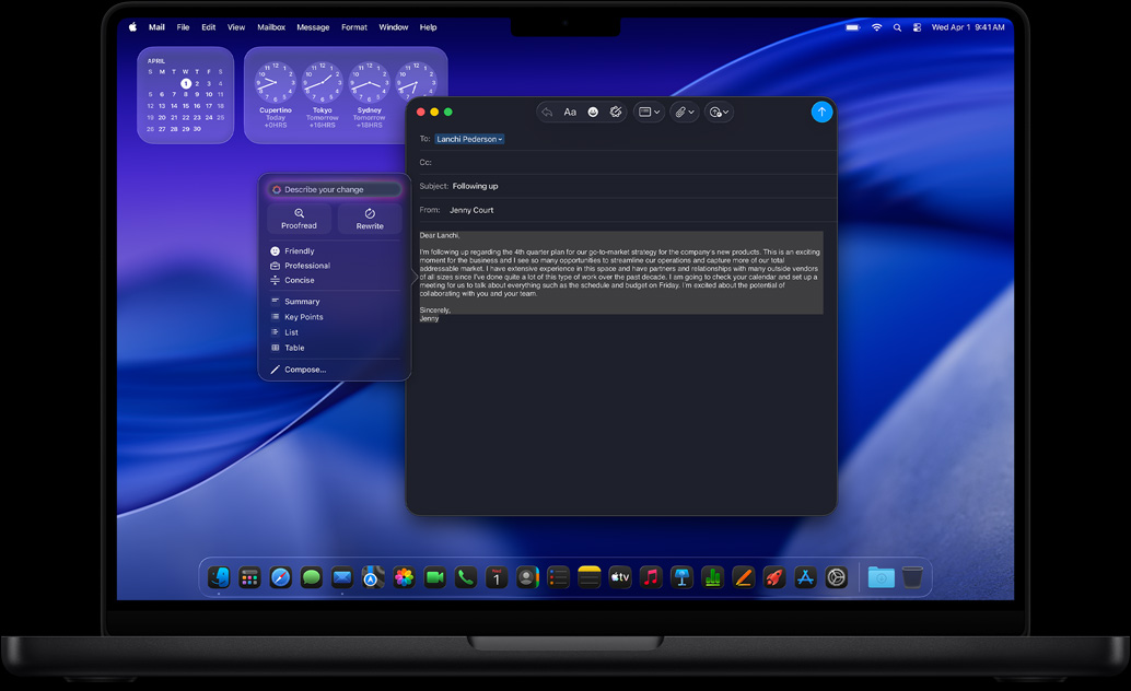 Narz?dzia pisania Apple Intelligence wykorzystywane do przygotowania wiadomo?ci e-mail