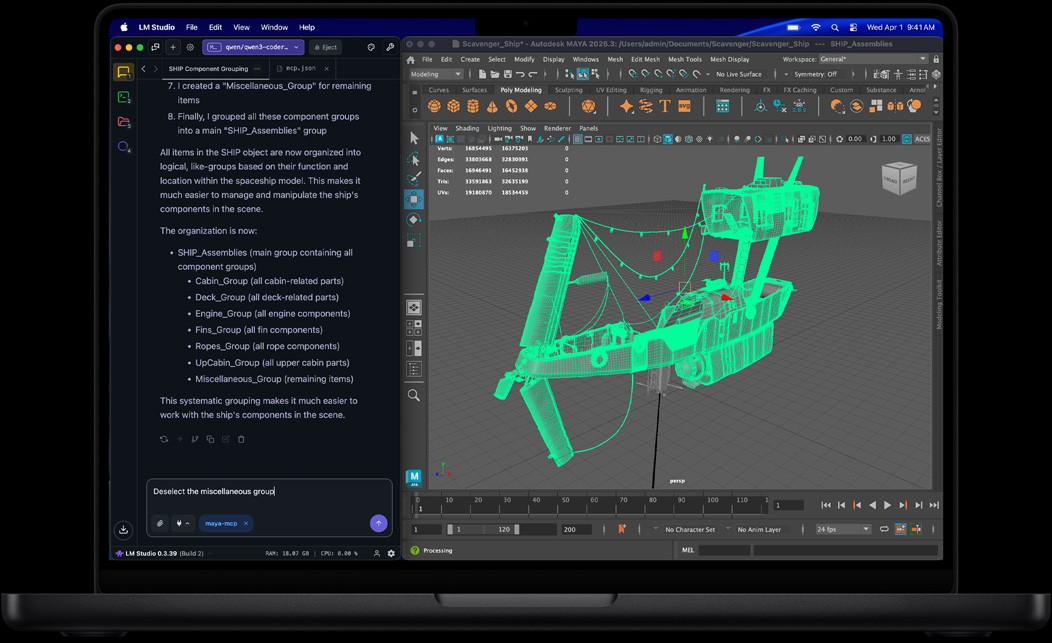 ????????? MacBook Pro ???? LM Studio ??? Autodesk Maya