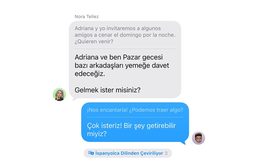 Canl? ?eviri ?zelli?inin g?sterildi?i Mesajlar uygulamas?