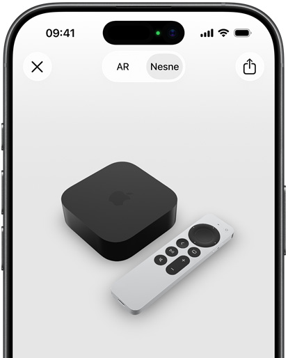 G?rselde iPhone’daki Art?r?lm?? Ger?eklik ekran?nda Apple TV 4K g?steriliyor.
