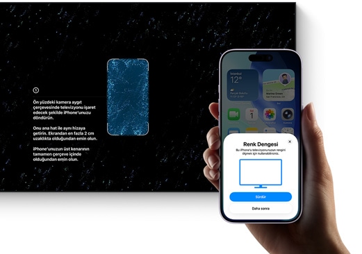 Televizyona renk dengesi ayar? yapmak i?in iPhone kullan?l?yor