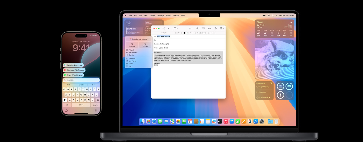 Apple Intelligence’? g?steren bir iPhone ve bir Mac.