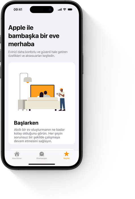 Ev uygulamas?n?n “Ba?larken” kullan?c? arayüzünü g?steren iPhone