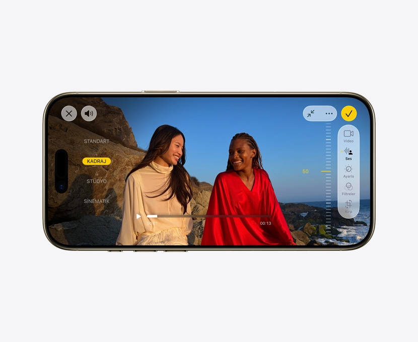iPhone Air’in ?nden d?? g?rünümü, Pro video ve Ses Miksi ?zellikleri kullan?mda