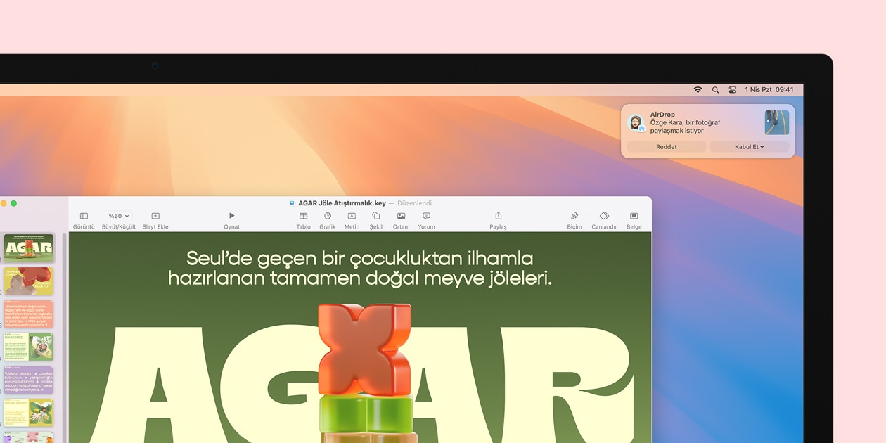 Foto?raflar?n kablosuz olarak al?nmas?n? sa?layan AirDrop ?zelli?inin g?sterildi?i ekran?n yak?n ?ekim g?rünümü