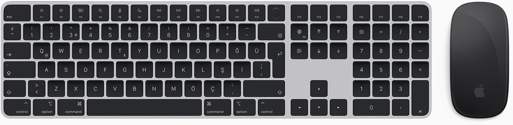 Magic Keyboard ve Magic Mouse’un üstten g?rünümü