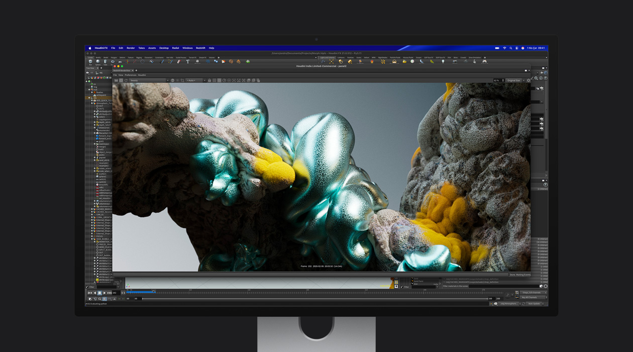 Studio Display XDR’da bir animasyon dosyas?n?n dura?an g?rüntüsü