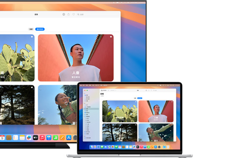 透過 Apple AirPlay 將 Mac 上的照片分享到平面電視。
