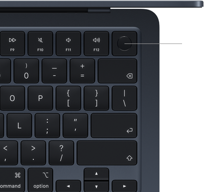 Клав?атура MacBook Air, угор? праворуч показано розташування кнопки Touch ID