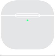 Illustration af et AirPods 4-opladningsetui, der viser forsidens bredde p? 50,1 mm.