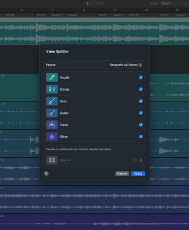 ????? ????? Logic Pro ???? Stem Splitter ?? ?????? ?????? ?????? ??????? ???????? ???????? ??????