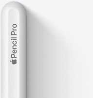Das obere gerundete Ende des Apple Pencil Pro mit dem Apple Logo und den W?rtern Pencil Pro.