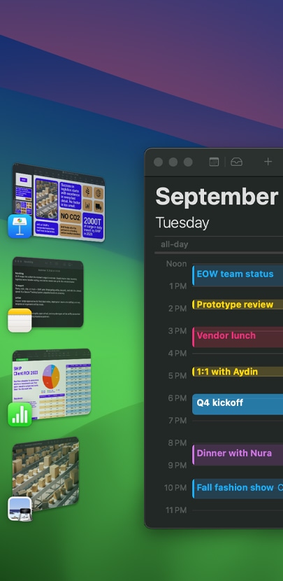 Plocha s?r?znymi aplikacemi iOS, mezi kterymi nejvíc vyniká Kalendá?. Je v?něm vidět plán dne.