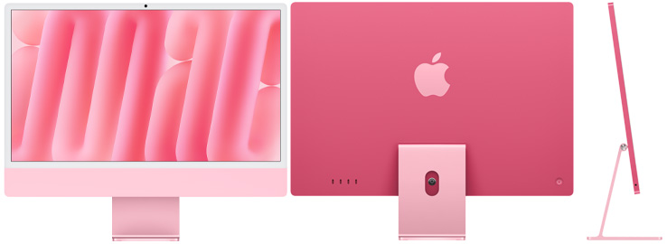 Rózsaszín iMac el?l-, hátul- és oldalnézetb?l