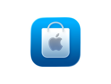 Apple Store App、青いショッピングバッグのアイコン