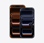 iPhone 17 Pro Max, fra forsiden, i fargen kosmisk oransje, iPhone 17 Pro, fra forsiden, i fargen dypbl?