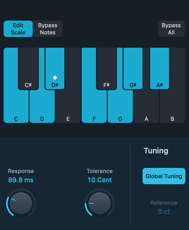 Controles de Corrección de Tono para la pista vocal