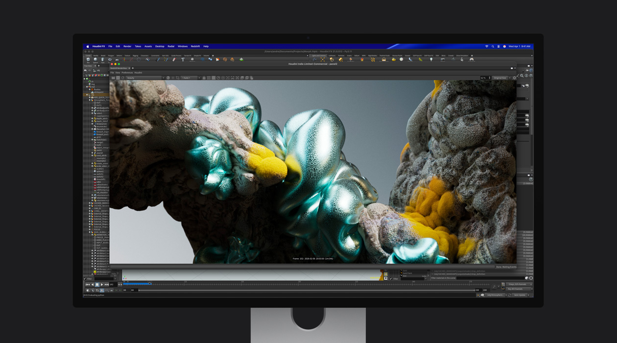 Imagem de um ficheiro de anima??o no Studio Display XDR