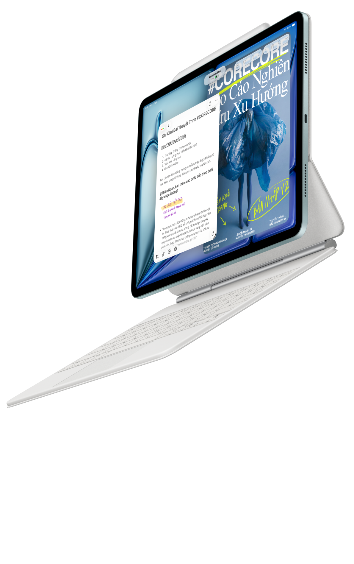 iPad Air g?n v?i Magic Keyboard cho iPad Air và Apple Pencil Pro
